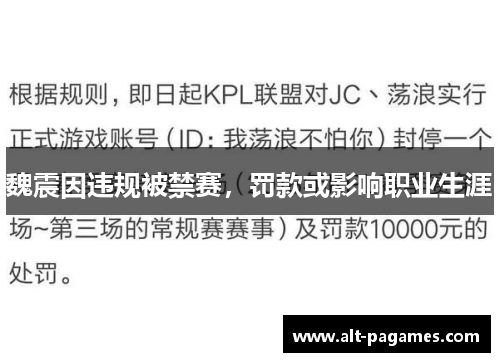 魏震因违规被禁赛,罚款或影响职业生涯 魏震因违规被禁赛,罚款或影响职业生涯