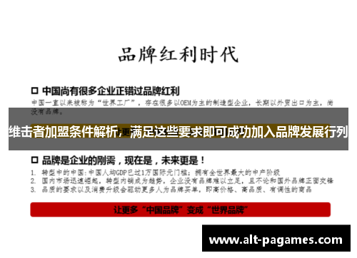 维击者加盟条件解析，满足这些要求即可成功加入品牌发展行列